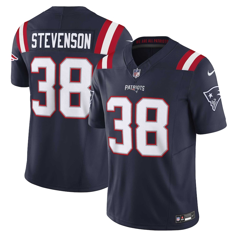 Mens New England Patriots Rhamondre Stevenson Navy Vapor F.U.S.E. Limited Jersey