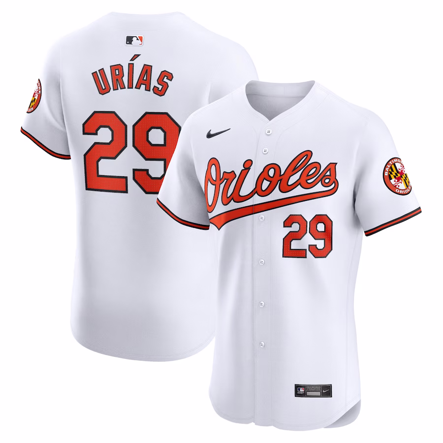 Youth Baltimore Orioles Ramon Urias Nike White Home Elite Player Jersey
