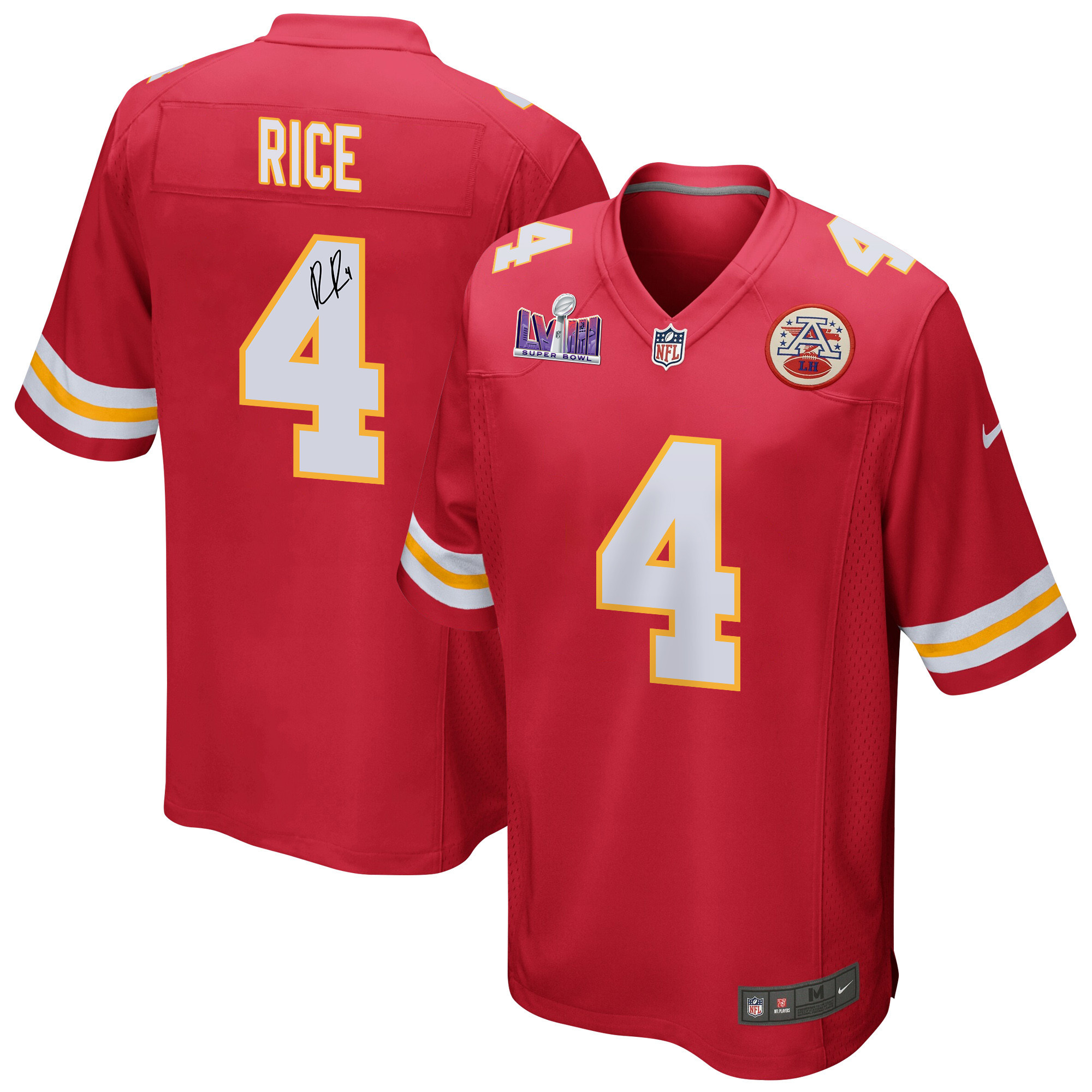 Rashee Rice 4 Signed Kansas City Chiefs Super Bowl LVIII Game Men Jersey - Red