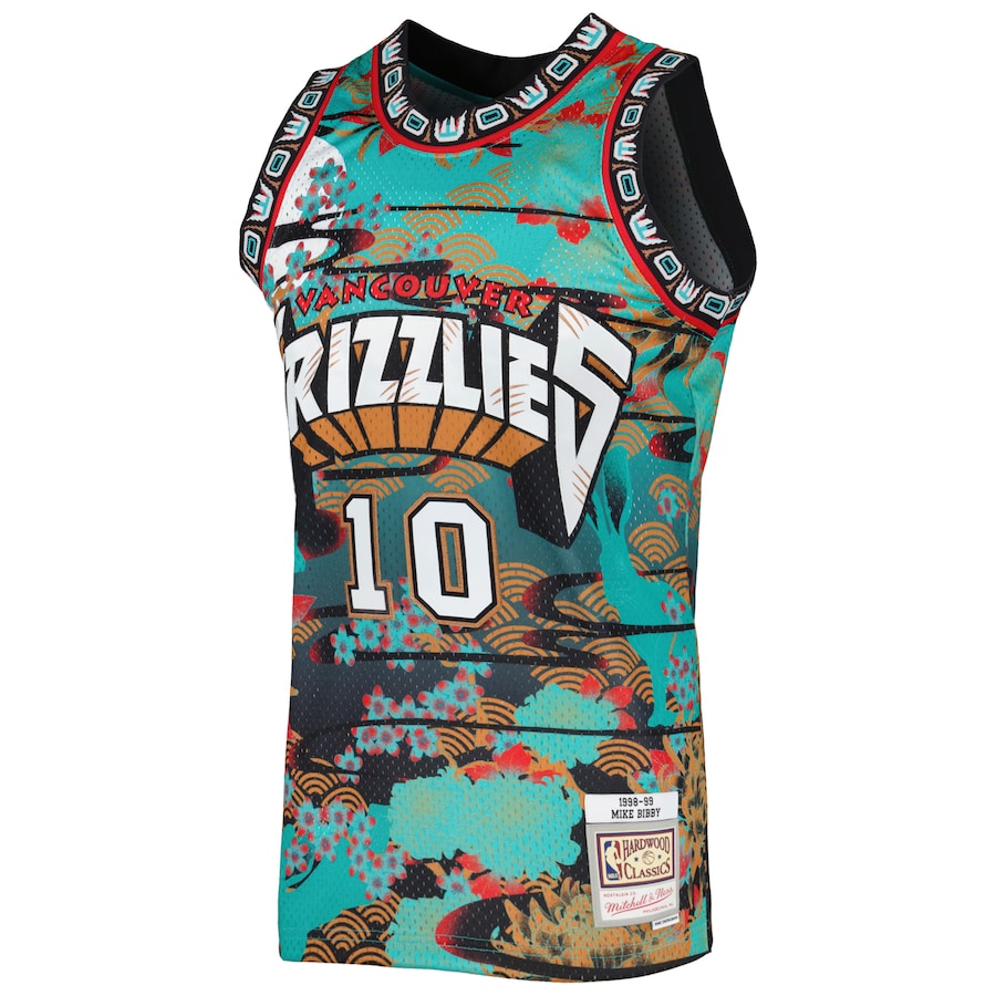 Men's Vancouver Grizzlies Mike Bibby Mitchell & Ness Turquoise Hardwood Classics Lunar New Year Swingman Jersey