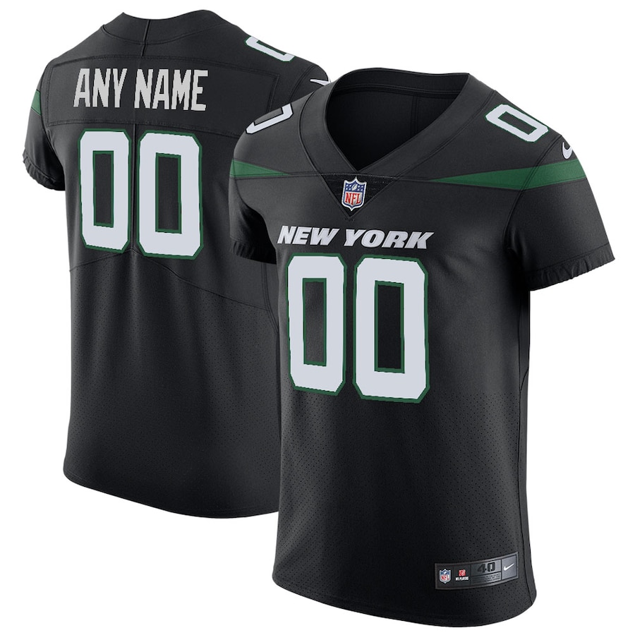 Mens New York Jets Stealth Black Vapor Untouchable Elite Custom Jersey
