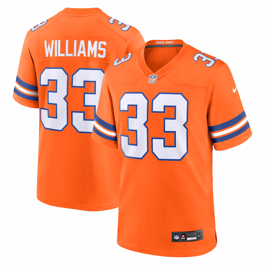 Javonte Williams Denver Broncos Nike Mile High Collection 1977 Throwback Player Game Jersey - Orange
