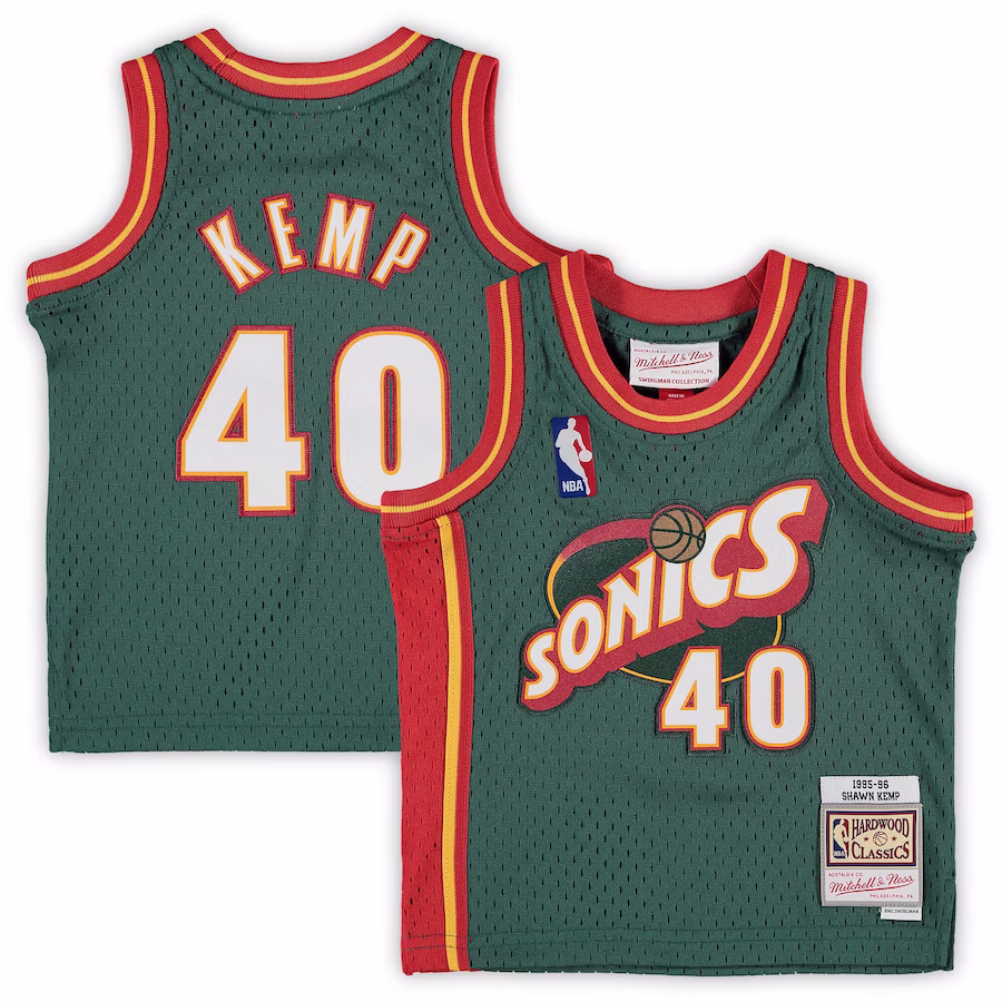 Infant Seattle SuperSonics Shawn Kemp Mitchell & Ness Green 1995/96 Hardwood Classics Retired Player Jersey