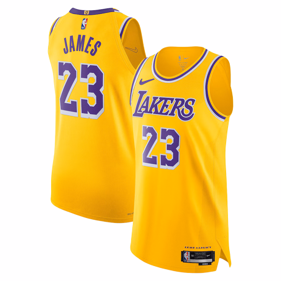 Men's Los Angeles Lakers LeBron James Nike Gold Authentic Jersey - Association Edition