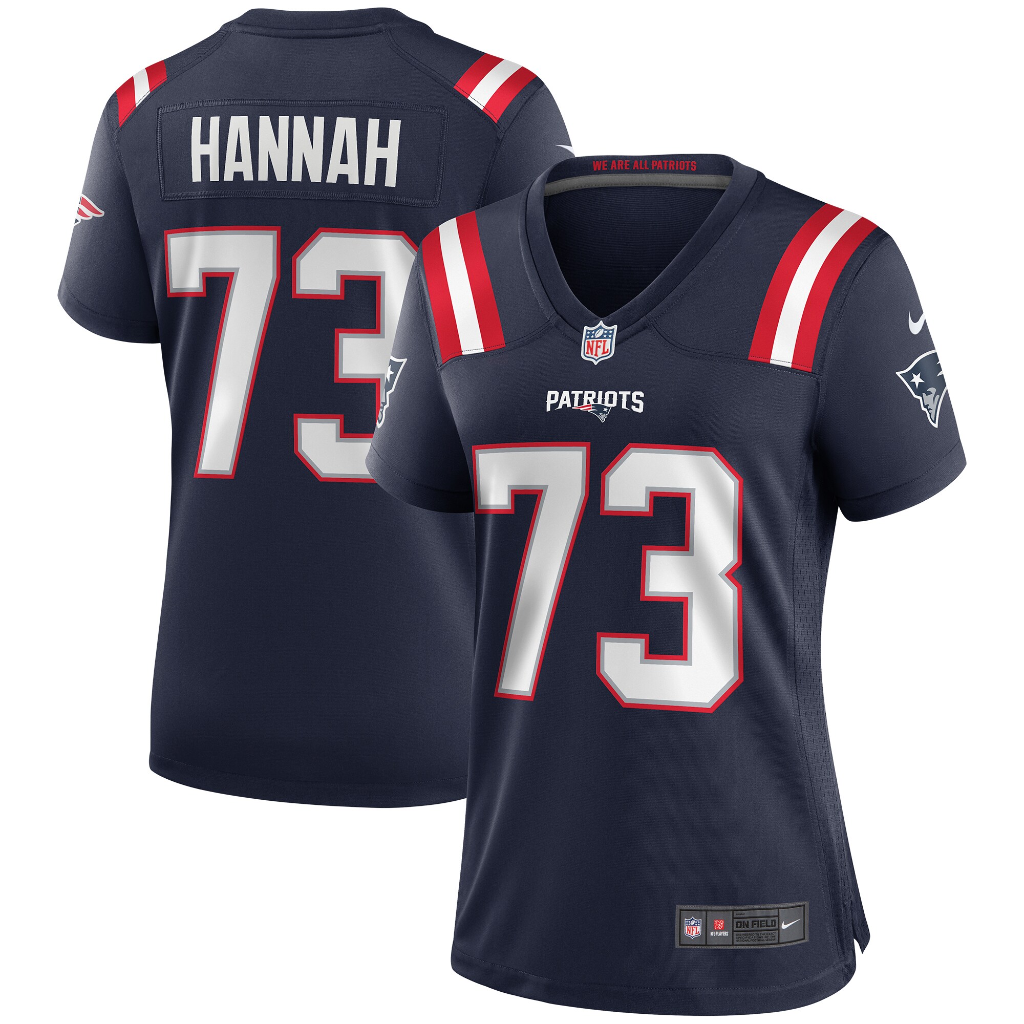 John Hannah New England Patriots Women's Game Retired Player Jersey - Navy