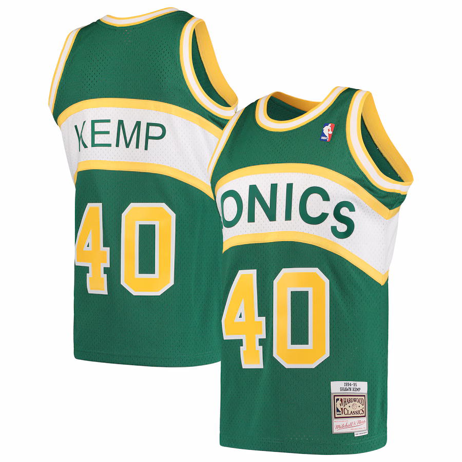 Men's Seattle SuperSonics Shawn Kemp Mitchell & Ness Green Hardwood Classics Swingman Jersey