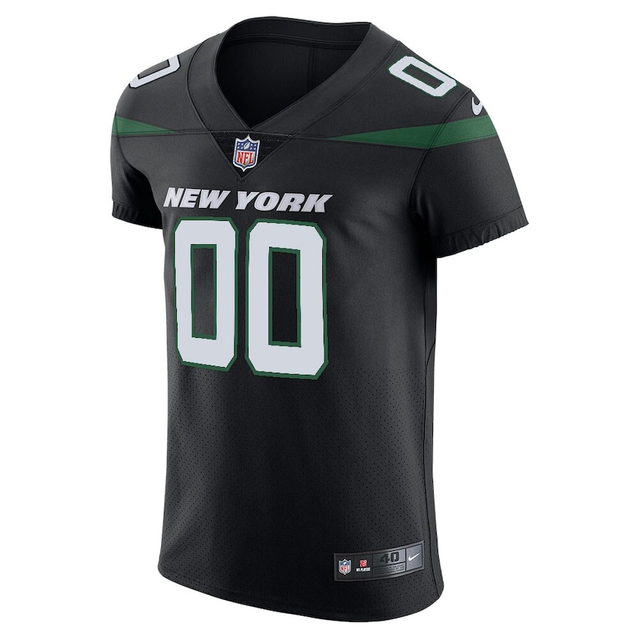 Mens New York Jets Stealth Black Vapor Untouchable Elite Custom Jersey