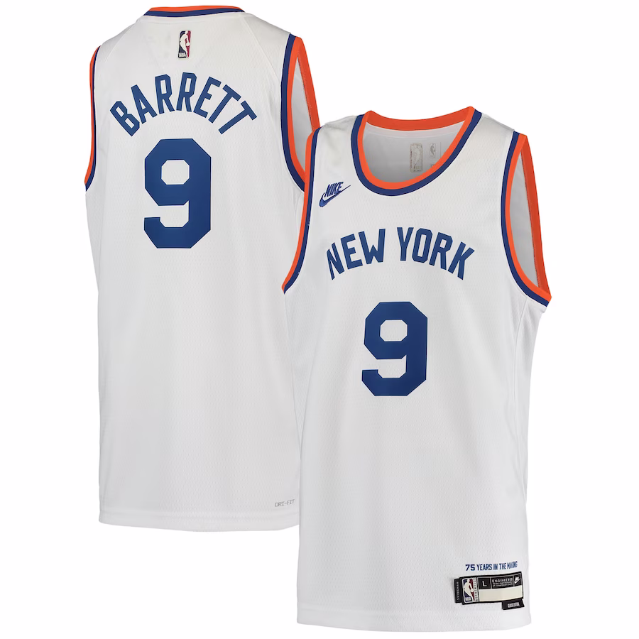 Youth New York Knicks RJ Barrett Nike White 2021/22 Swingman Player Jersey - Classic Edition