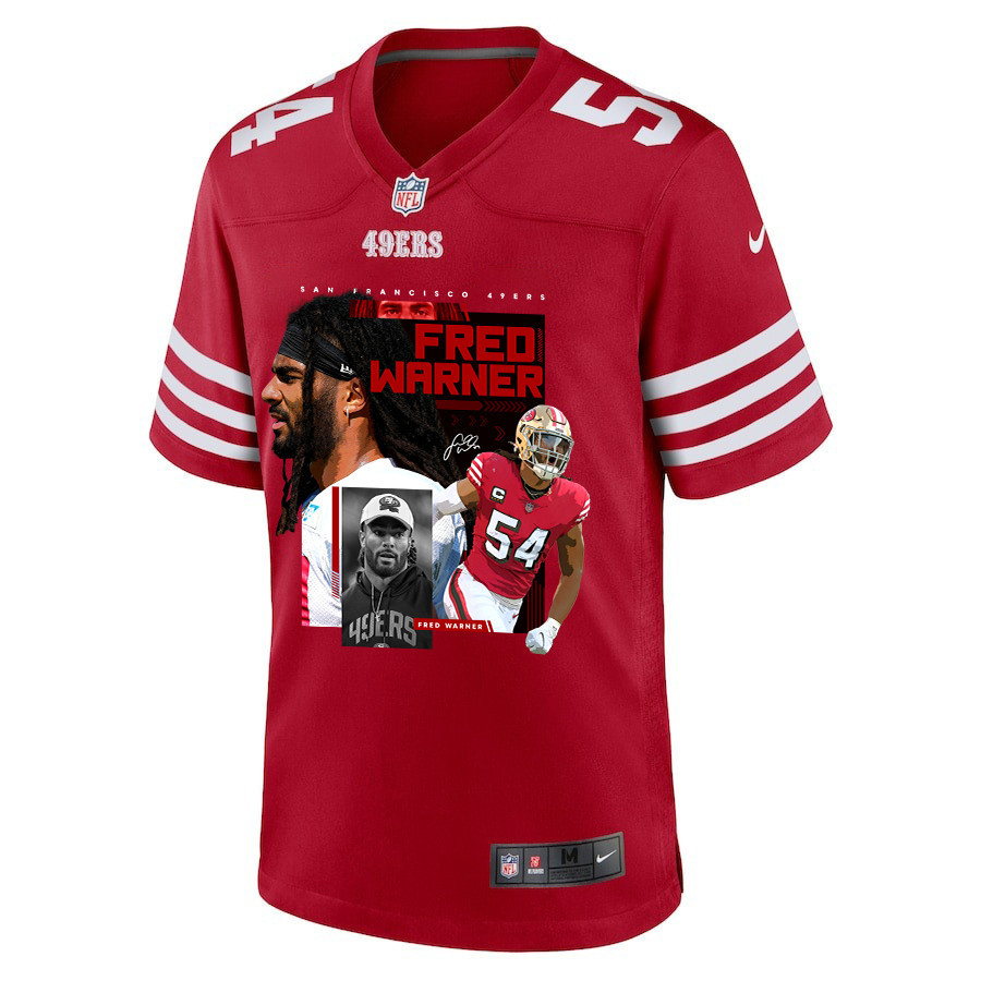 Fred Warner 54 San Francisco 49ers The Fredator Signed Game Men Jersey - Scarlet