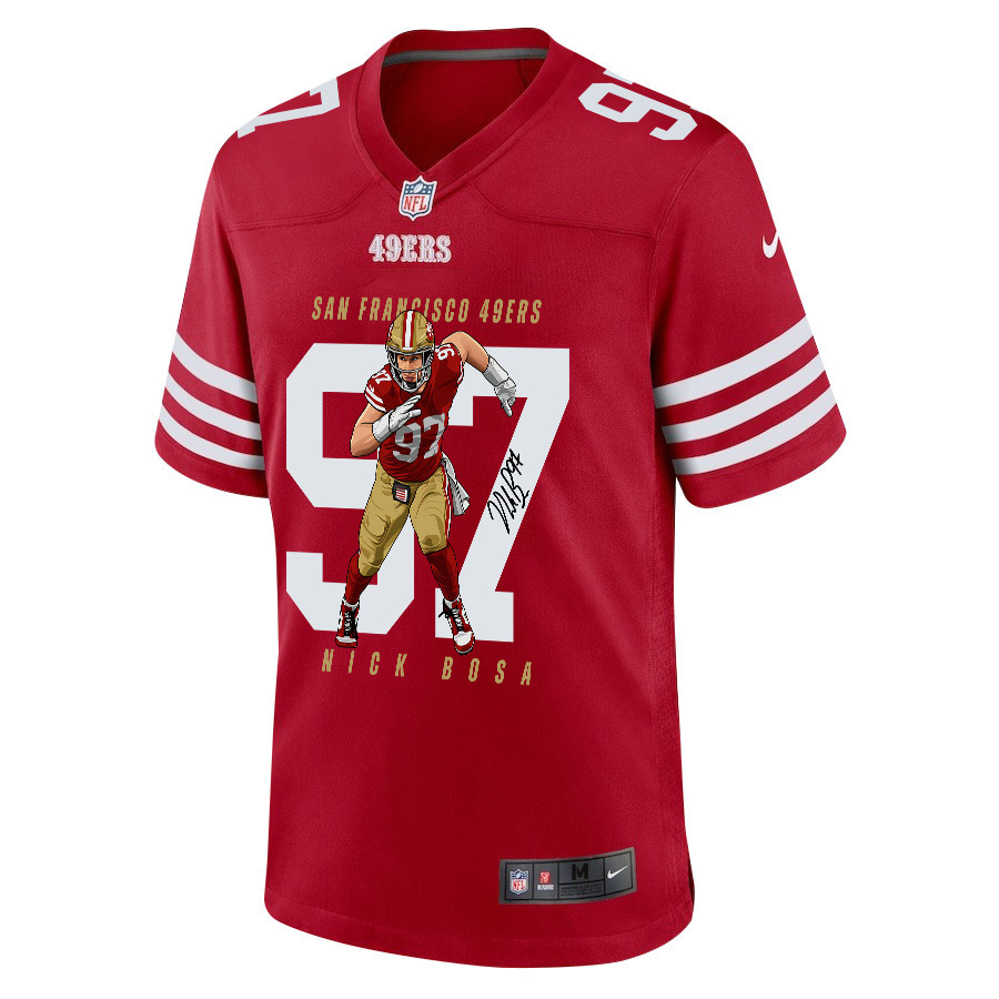 Nick Bosa 97 San Francisco 49ers Run Bosa Run Game Men Jersey - Scarlet