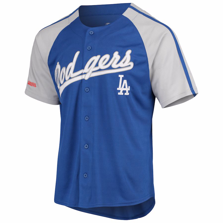 Youth Los Angeles Dodgers Stitches Royal Button-Down Raglan Replica Jersey