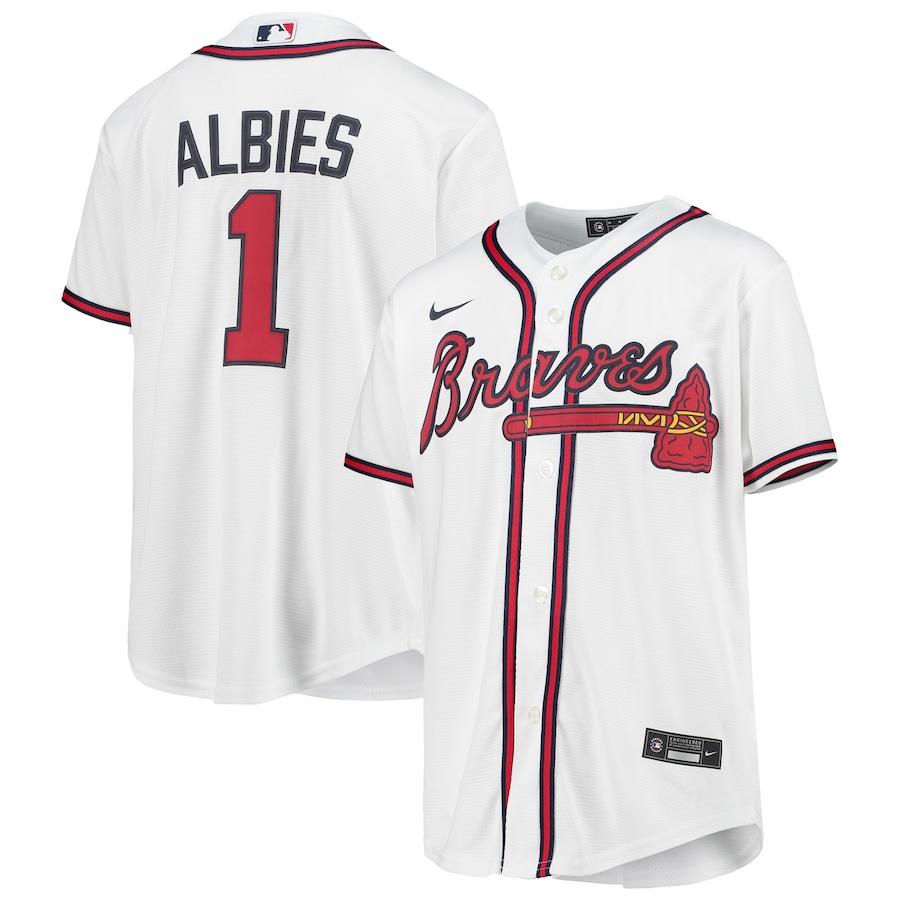 Youth Atlanta Braves Ozzie Albies White Alternate Replica Player Jersey