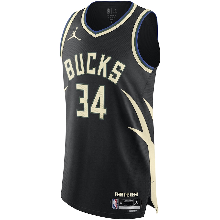Men's Milwaukee Bucks Giannis Antetokounmpo Jordan Brand Black Authentic Player Jersey