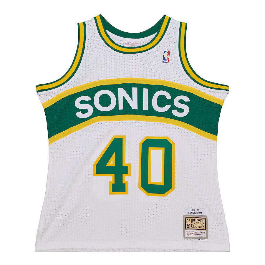 Men's Seattle SuperSonics Shawn Kemp Mitchell & Ness White 2001/02 Hardwood Classics Swingman Jersey