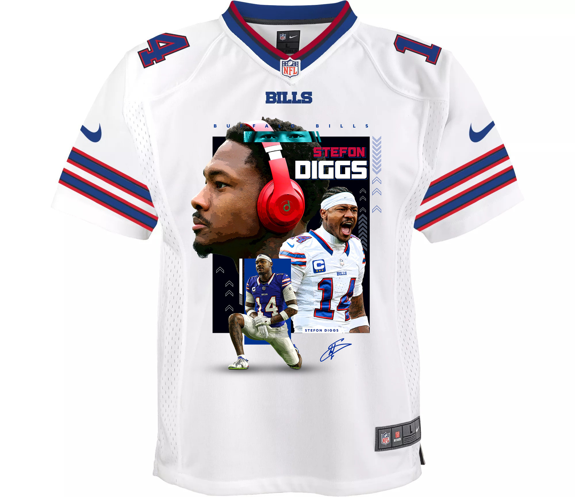 Stefon Diggs 14 Buffalo Bills Can You Diggs It Game YOUTH Jersey - White