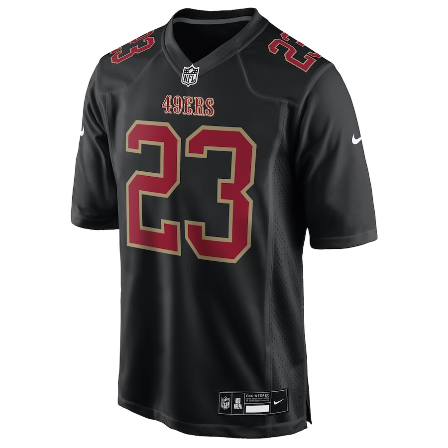 Mens San Francisco 49ers Christian McCaffrey Carbon Black Fashion Game Jersey