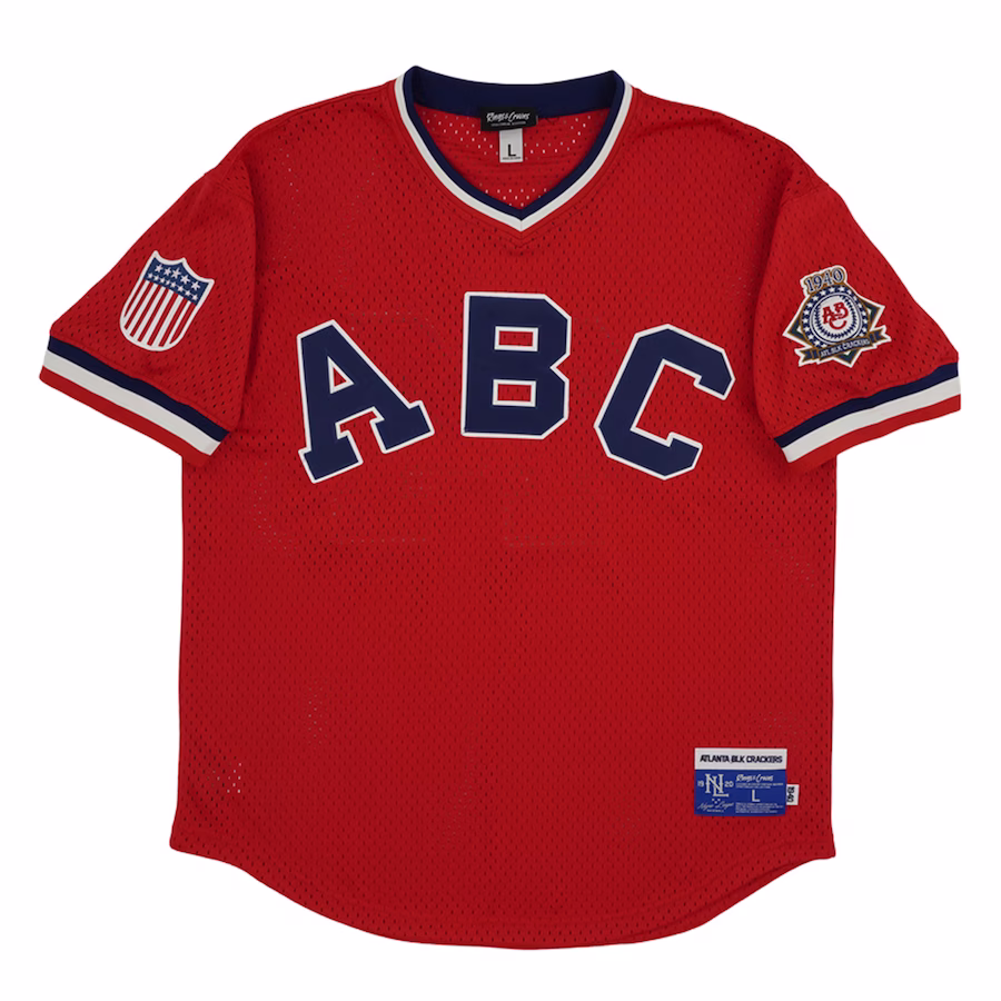 Men's Atlanta Black Crackers #44 Rings & Crwns Red Mesh Replica V-Neck Jersey
