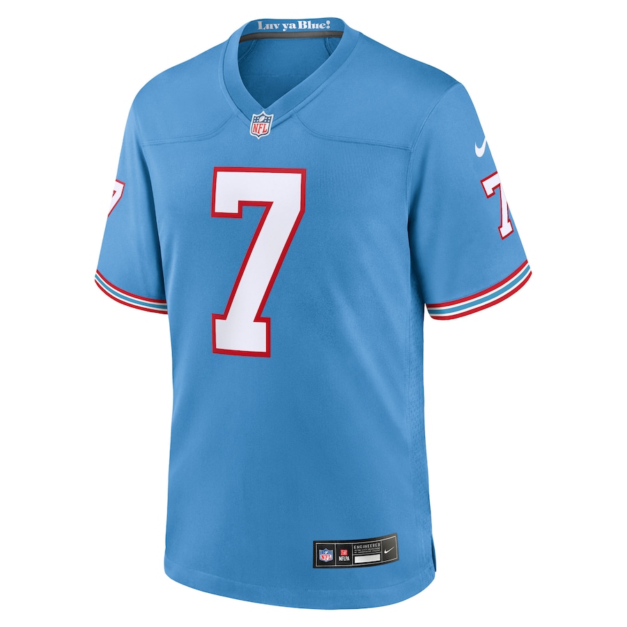 Mens Tennessee Titans Malik Willis Light Blue Oilers Throwback Alternate Game Player Jersey