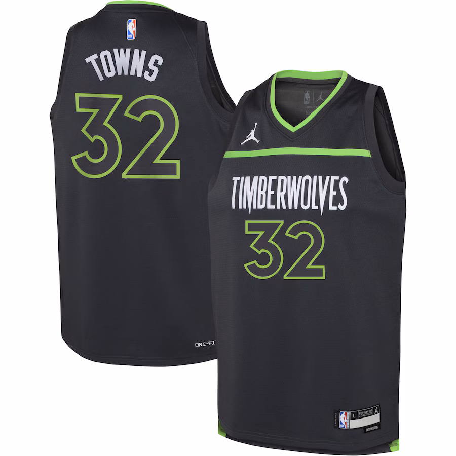 Youth Minnesota Timberwolves Karl-Anthony Towns Jordan Brand Black Swingman Jersey - Statement Edition