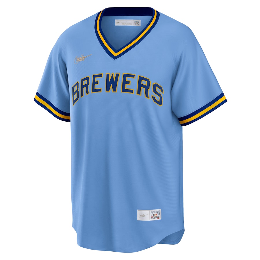 Men's Milwaukee Brewers Powder Blue Road Cooperstown Collection Team Jersey