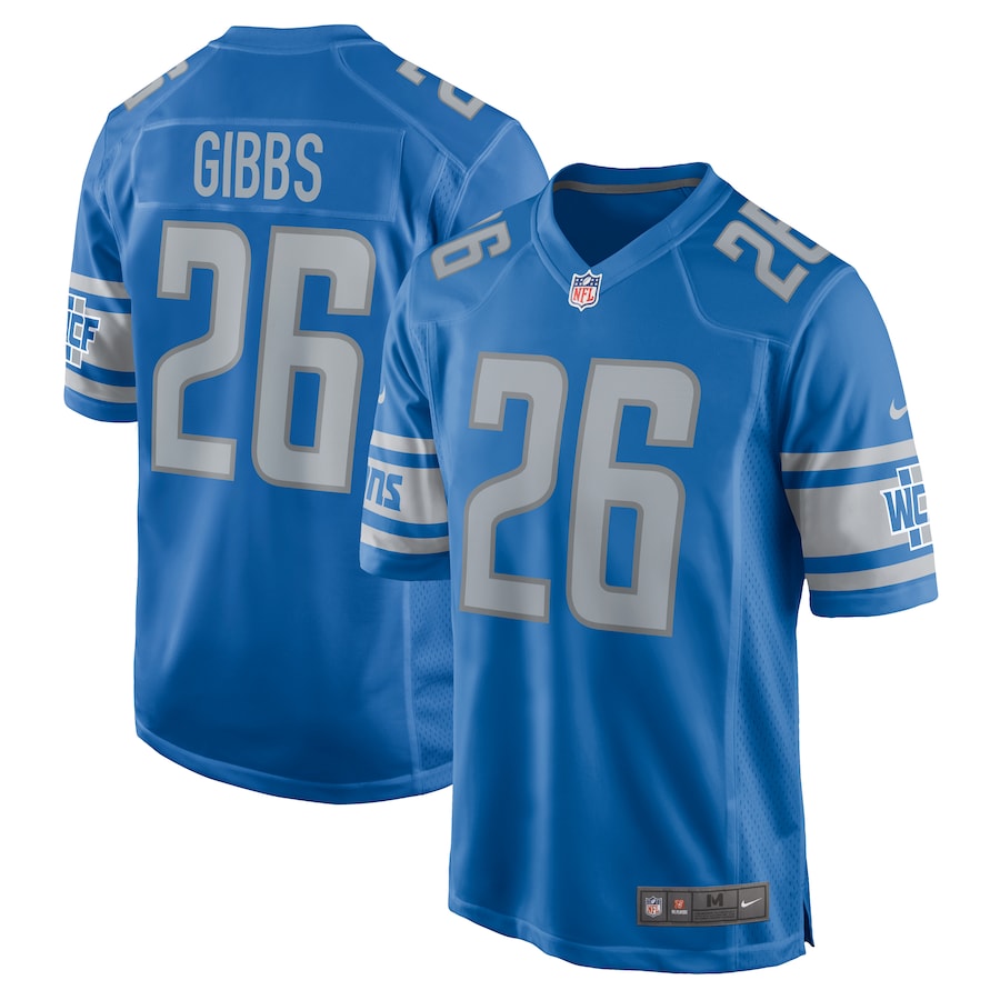 Mens Detroit Lions Jahmyr Gibbs Blue 2023 Draft First Round Pick Game Jersey