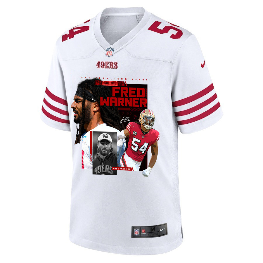 Fred Warner 54 San Francisco 49ers The Fredator Signed Game Men Jersey - White