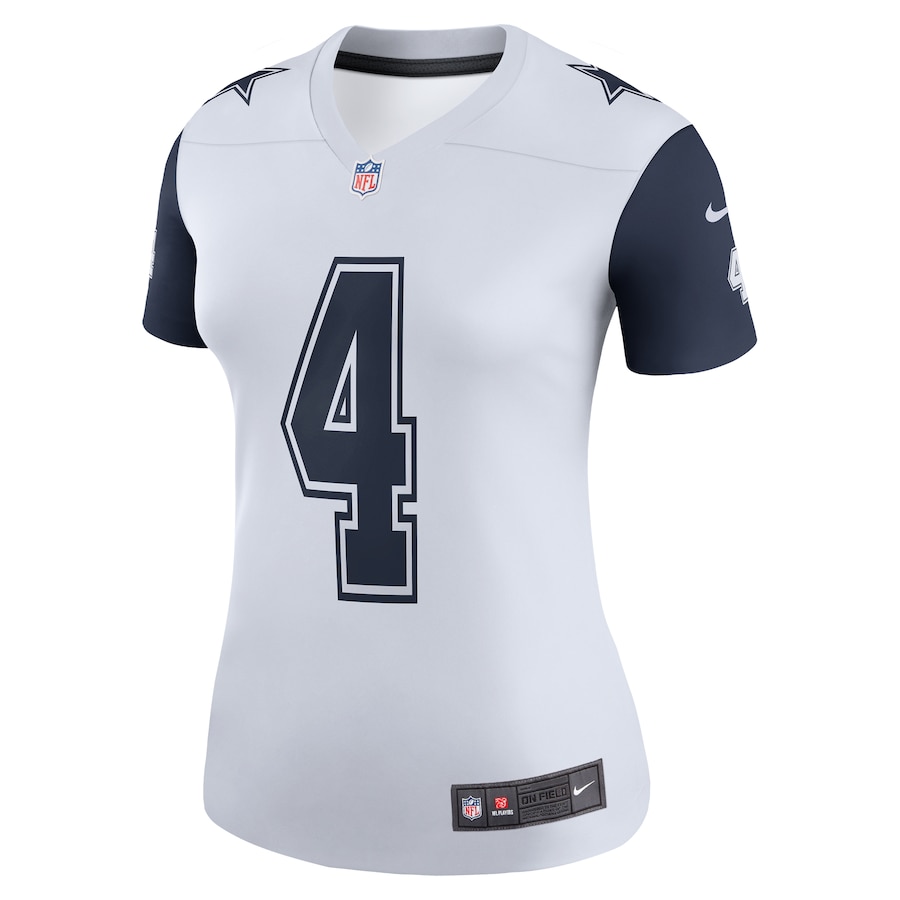 Womens Dallas Cowboys Dak Prescott White Color Rush Legend Player Jersey