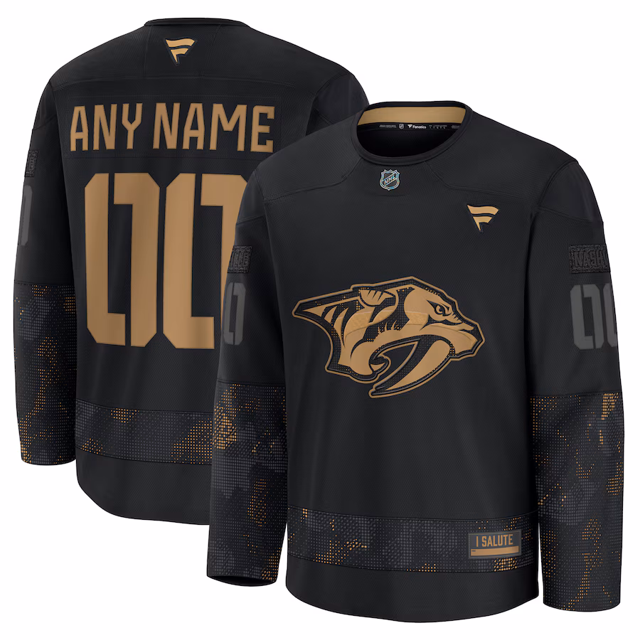 Nashville Predators Fanatics 2024 Military Appreciation Personalized Long Sleeve Practice Jersey - Black