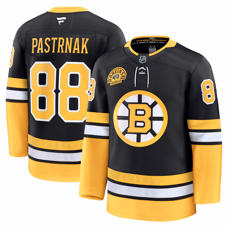 David Pastrnak Boston Bruins Fanatics Alternate 100th Anniversary Premium Jersey - Black
