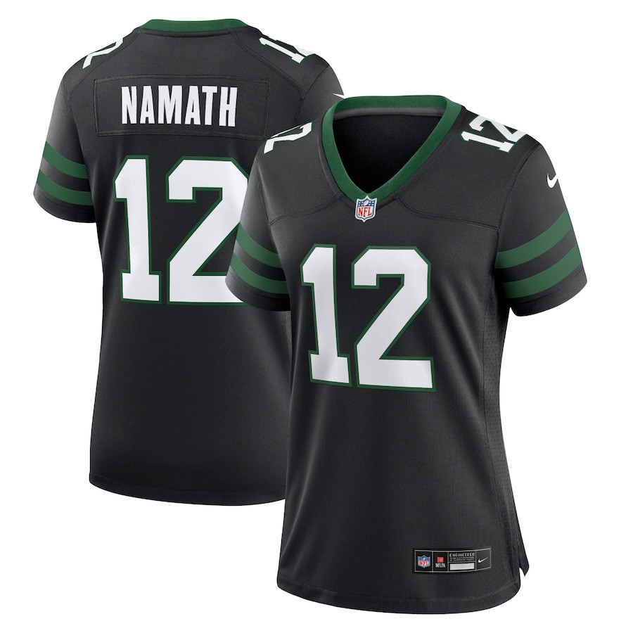 Joe Namath 12 New York Jets Alternate Game Women Jersey - Legacy Black