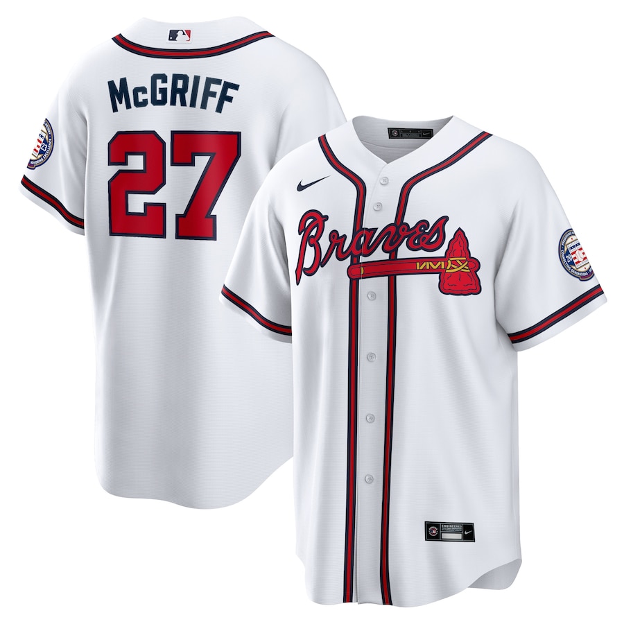Men's Atlanta Braves Fred McGriff White 2023 Hall of Fame Patch Inline Replica Jersey