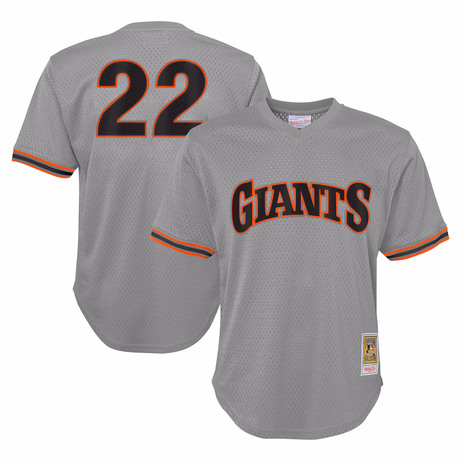 Youth San Francisco Giants Will Clark Mitchell & Ness Gray Cooperstown Collection Mesh Batting Practice Jersey