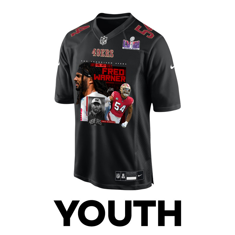 Fred Warner 54 San Francisco 49ers The Fredator Signed Fashion Game YOUTH Jersey - Carbon Black