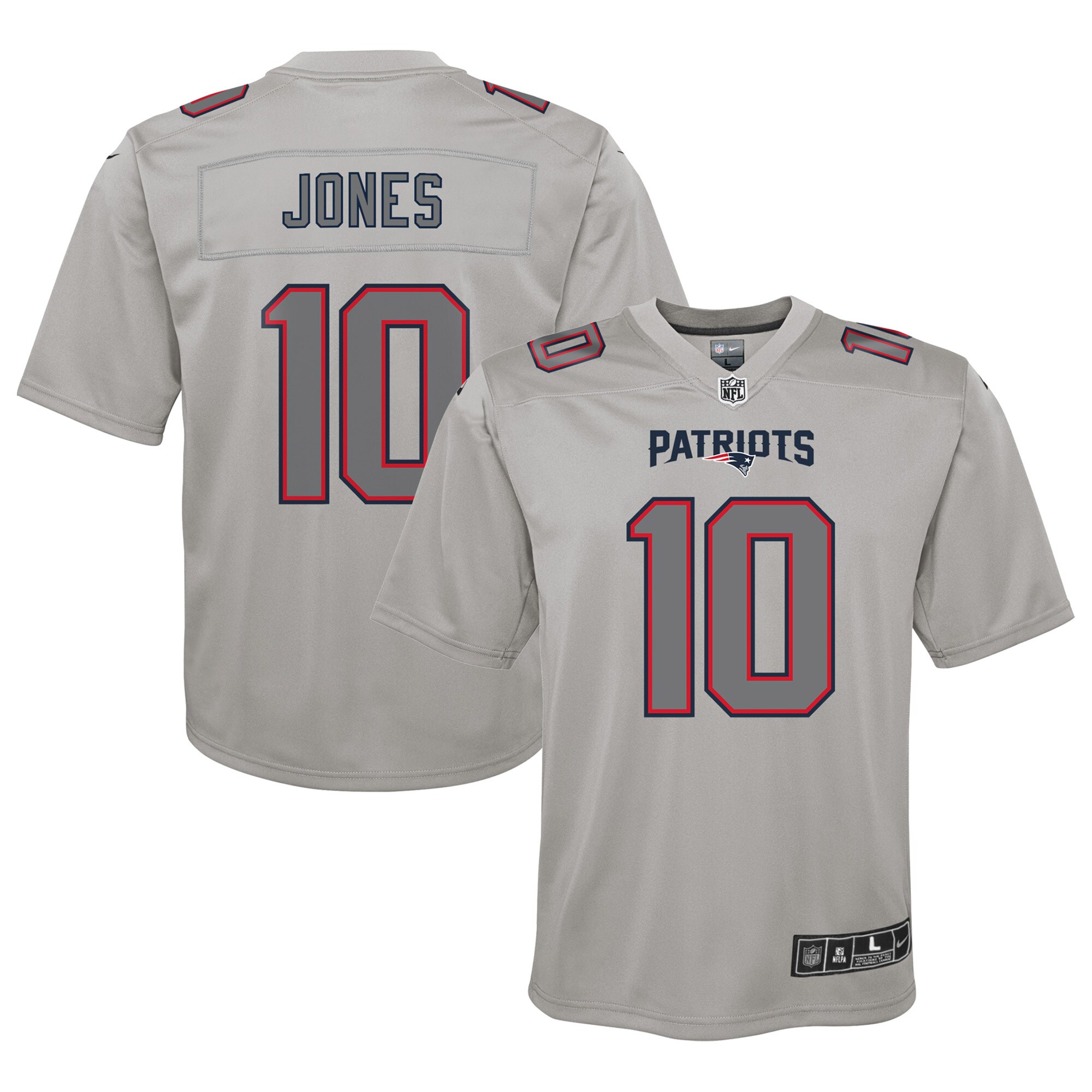 Mac Jones New England Patriots Youth Atmosphere Fashion Game Jersey - Gray
