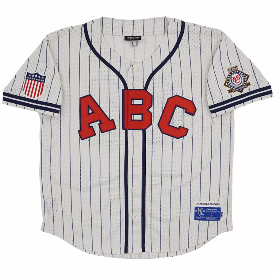 Men's Atlanta Black Crackers #44 Rings & Crwns Cream Mesh Button-Down Replica Jersey