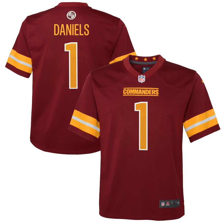Jayden Daniels Washington Commanders 2024 NFL Draft First Round Pick Player Game YOUTH Jersey - Burgundy