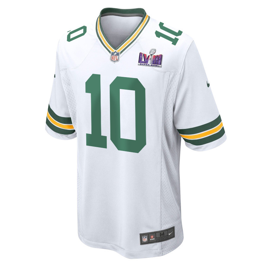 Jordan Love 10 Signed Green Bay Packers Super Bowl LVIII Game Men Jersey - White