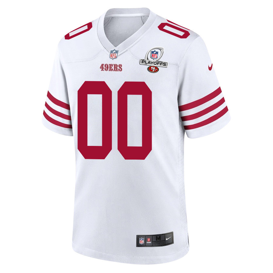 San Francisco 49ers 2023 Playoffs Patch Game Men Custom Jersey - White