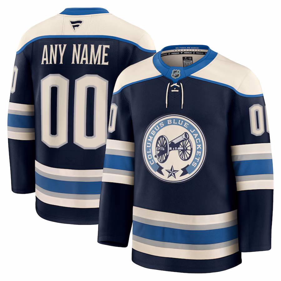 Columbus Blue Jackets Fanatics Alternate Premium Custom Jersey - Navy