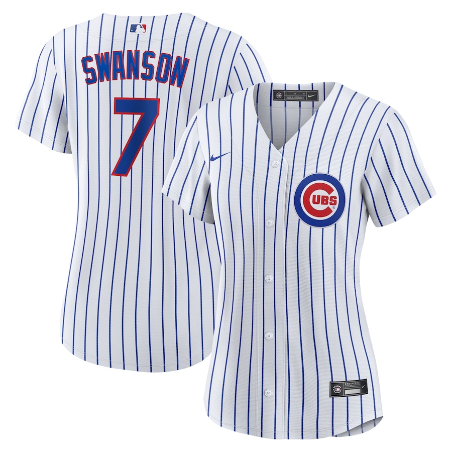 Women's Chicago Cubs Dansby Swanson White/Royal Home Replica Player Jersey