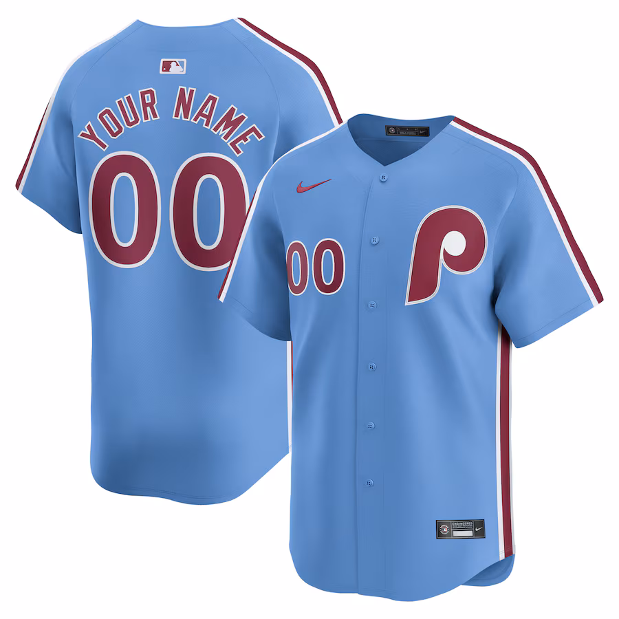 Philadelphia Phillies Nike Alternate Limited Custom Jersey – Light Blue