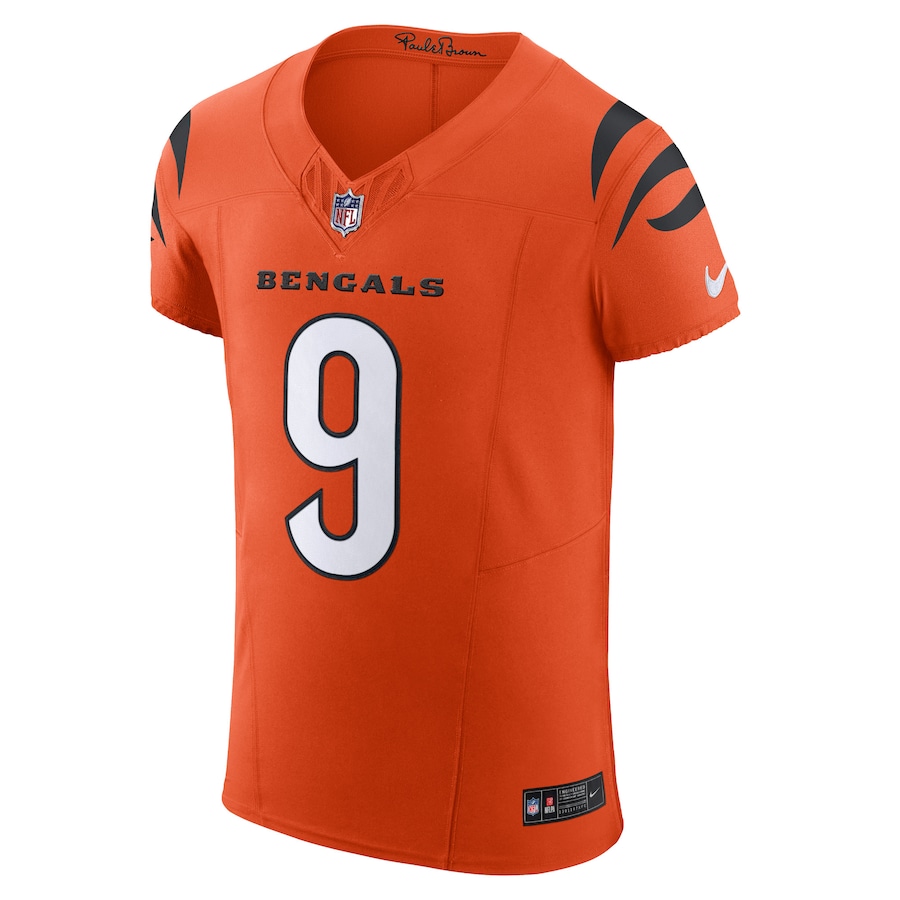 Mens Cincinnati Bengals Joe Burrow Orange Vapor F.U.S.E. Elite Jersey