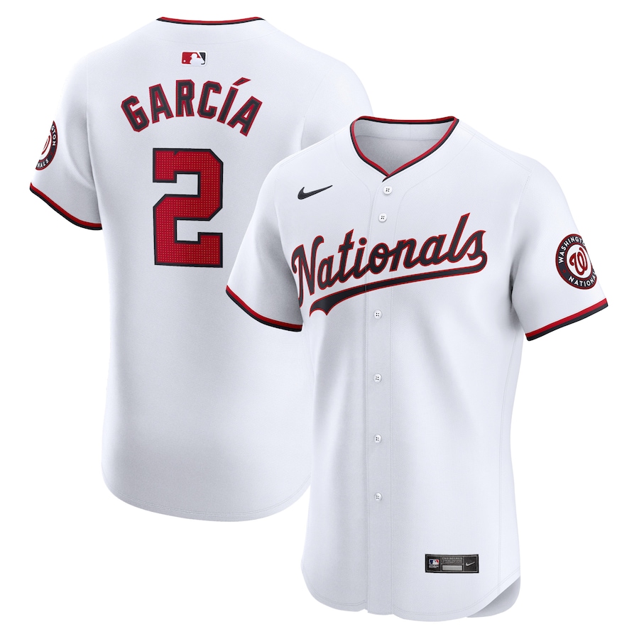 Youth Washington Nationals Luis Garcia Nike White Home Elite Player Jersey
