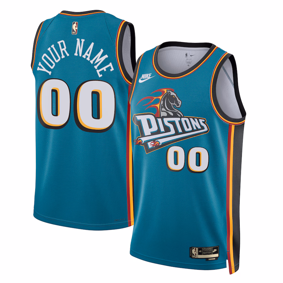 Unisex Detroit Pistons Nike Teal 2022/23 Custom Swingman Jersey - Classic Edition