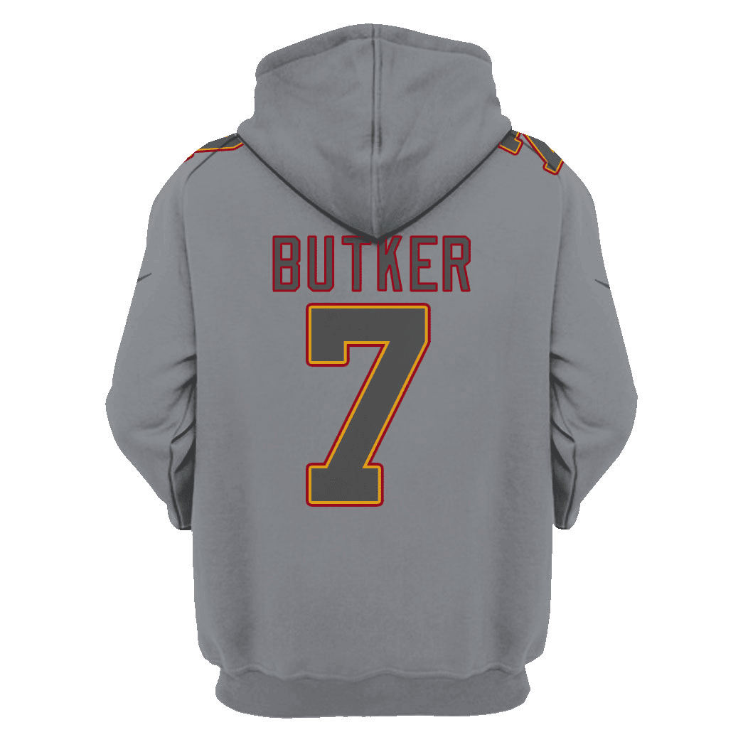 Harrison Butker 7 Kansas City Chiefs Super Bowl LVIII 3D Printed Zip Hoodie - Gray