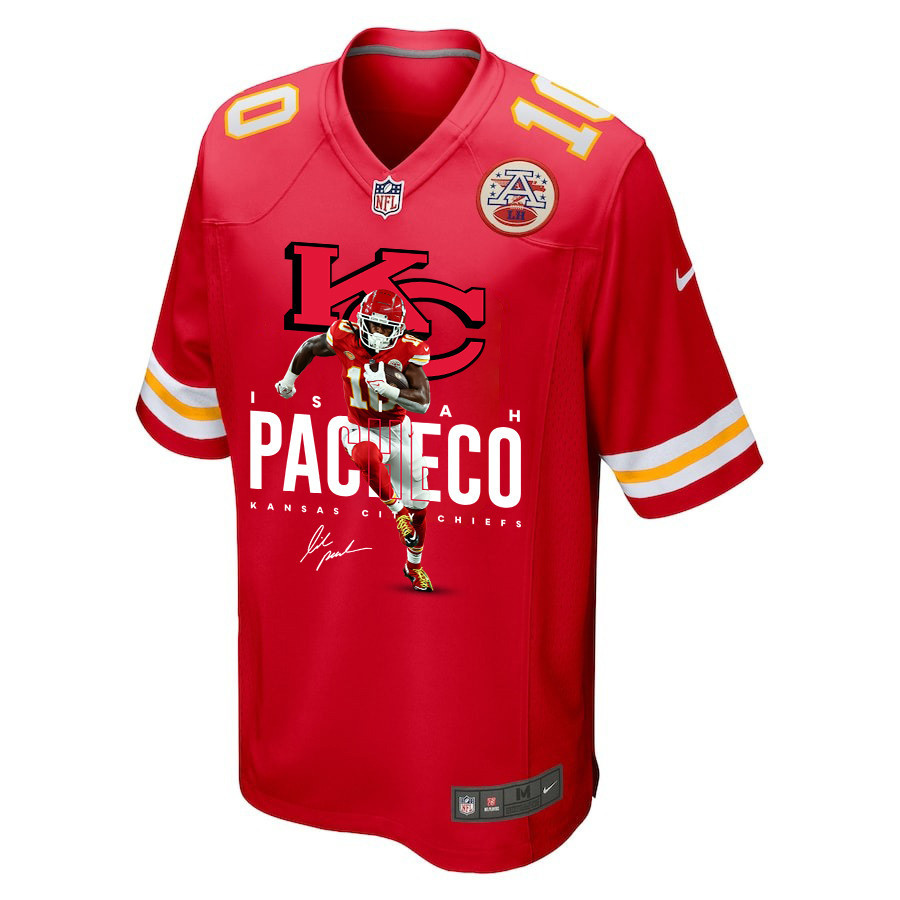 Isiah Pacheco 10 Kansas City Chiefs Signed Running Back Game Men Jersey - Red