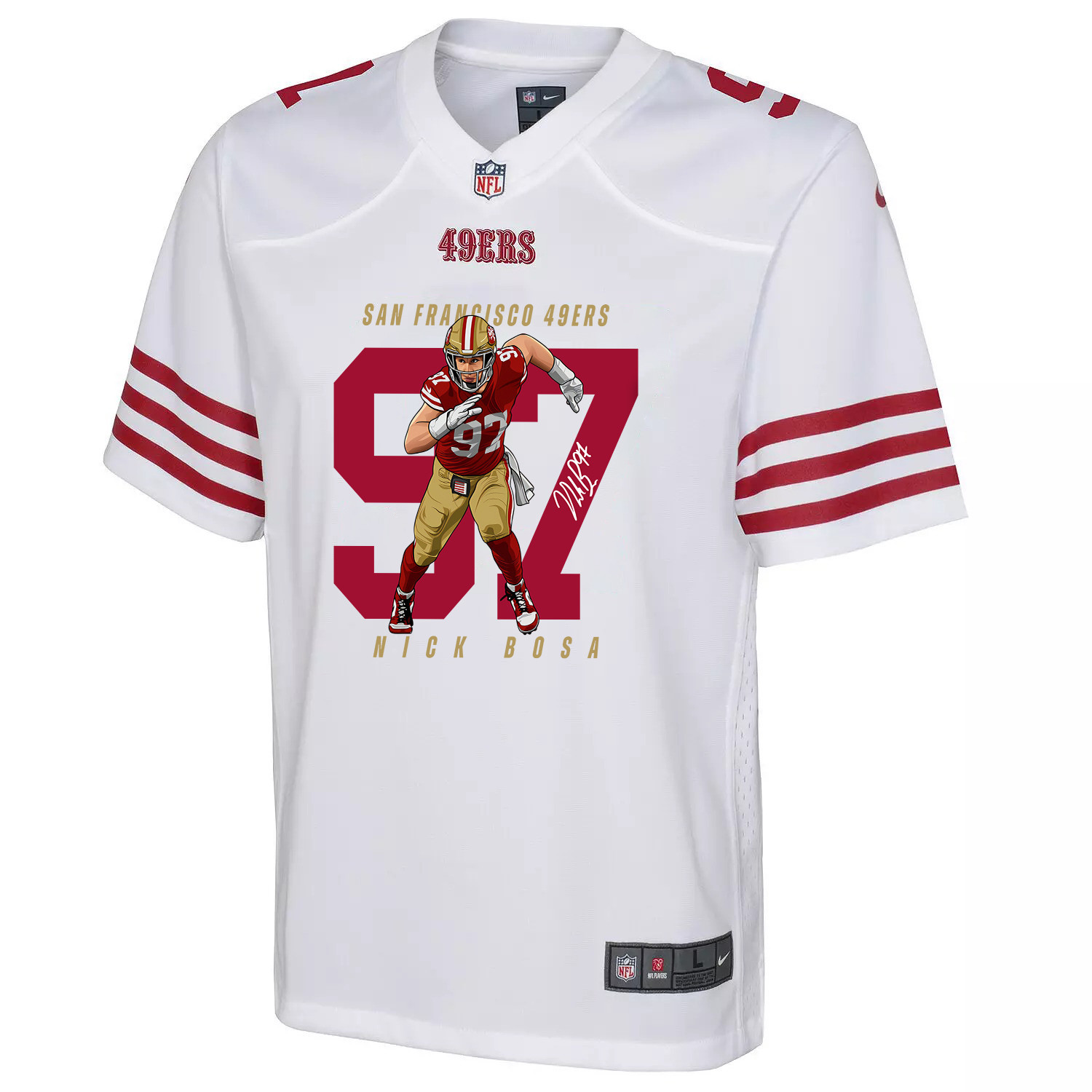 Nick Bosa 97 San Francisco 49ers Run Bosa Run Game YOUTH Jersey - White