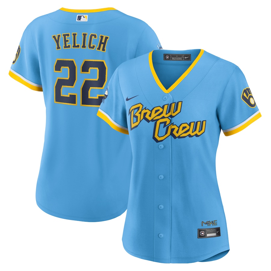 Women's Milwaukee Brewers Christian Yelich Powder Blue City Connect Replica Player Jersey