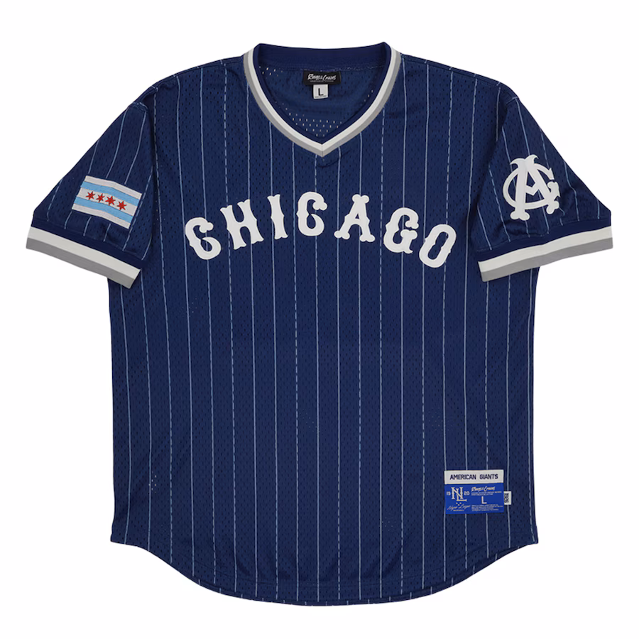 Men's Chicago American Giants #23 Rings & Crwns Navy Mesh Replica V-Neck Jersey