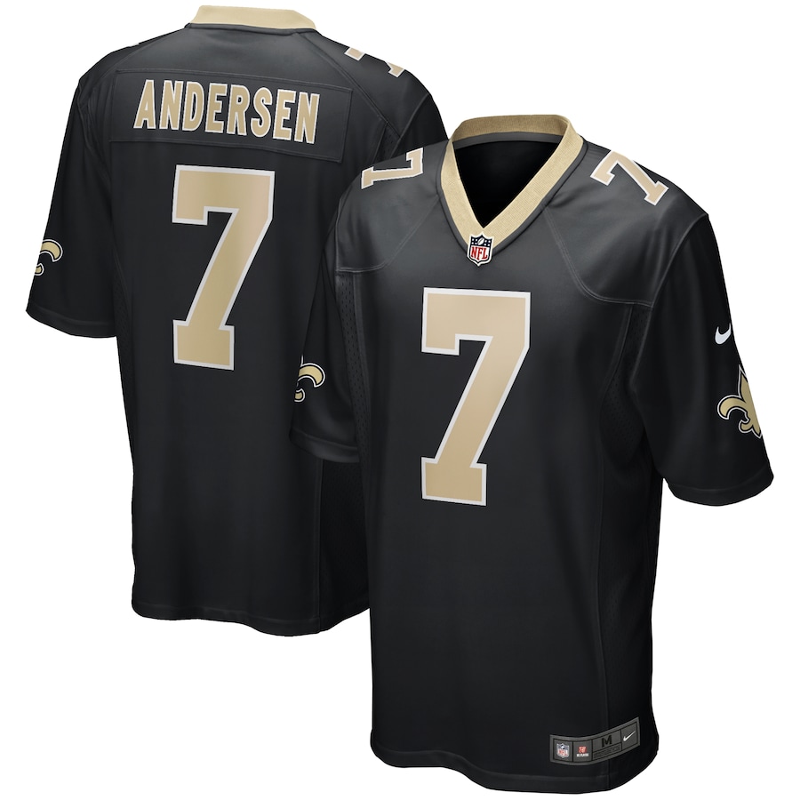 Mens New Orleans Saints Morten Andersen Black Game Retired Player Jersey